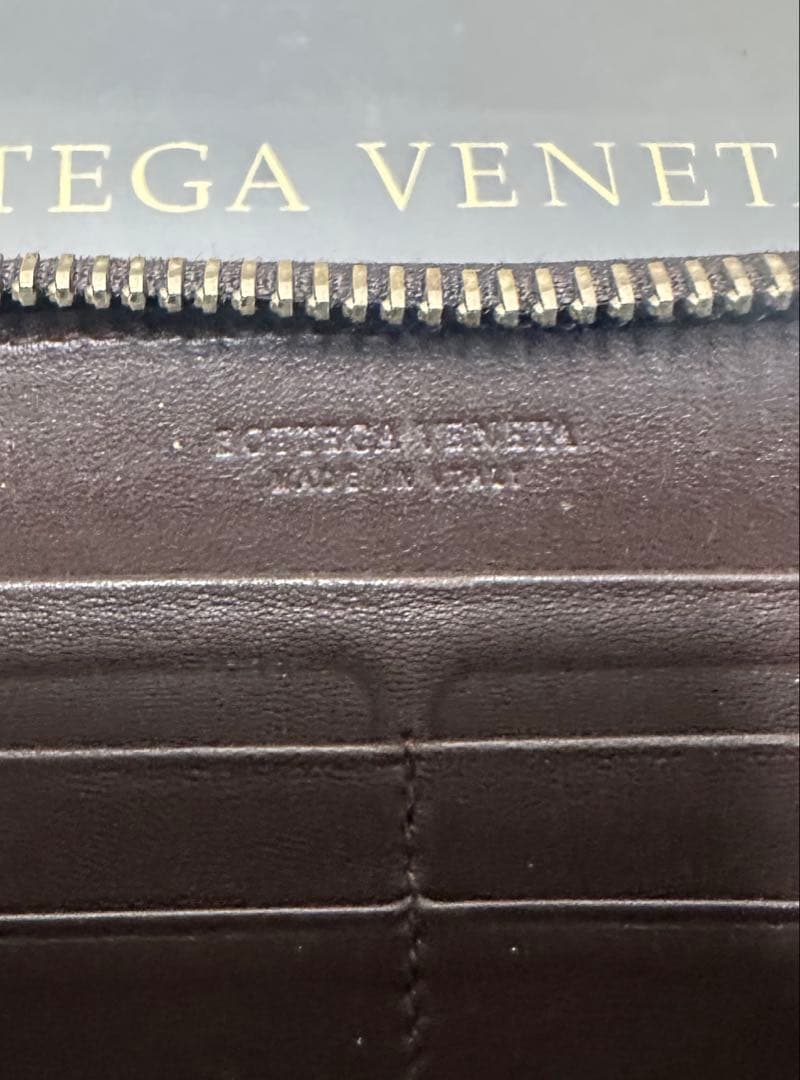 付属品付】ボッテガヴェネタ ラウンドファスナー/ラム/黒/ゴールド