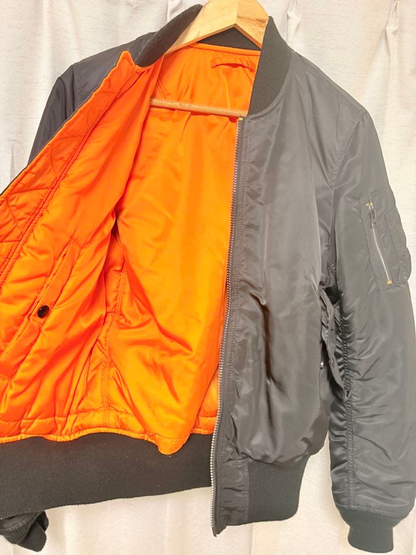 MA-1 ブラックジャケット オレンジ裏地 - メルカリ