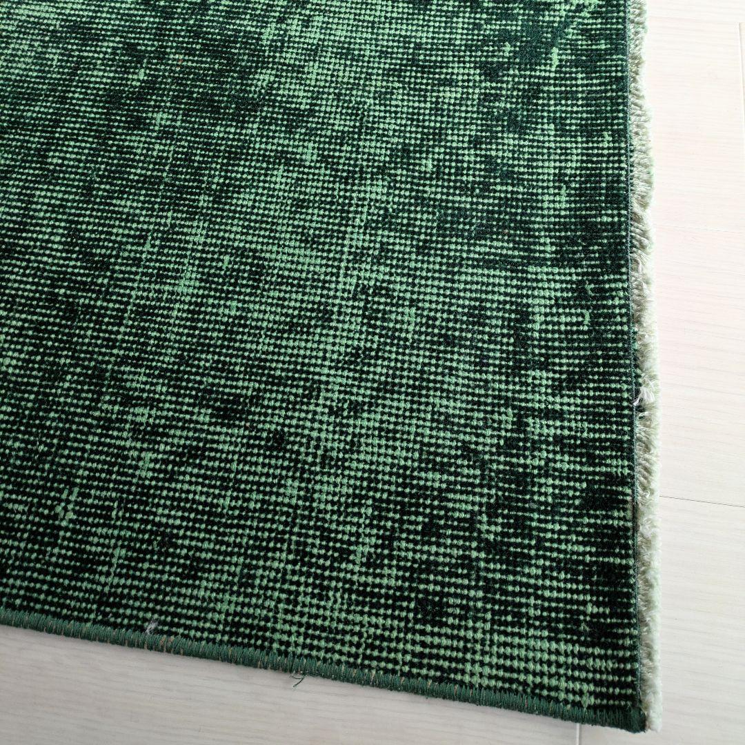 85×197 グリーンワンカラーオーバーダイ トルコヴィンテージラグ