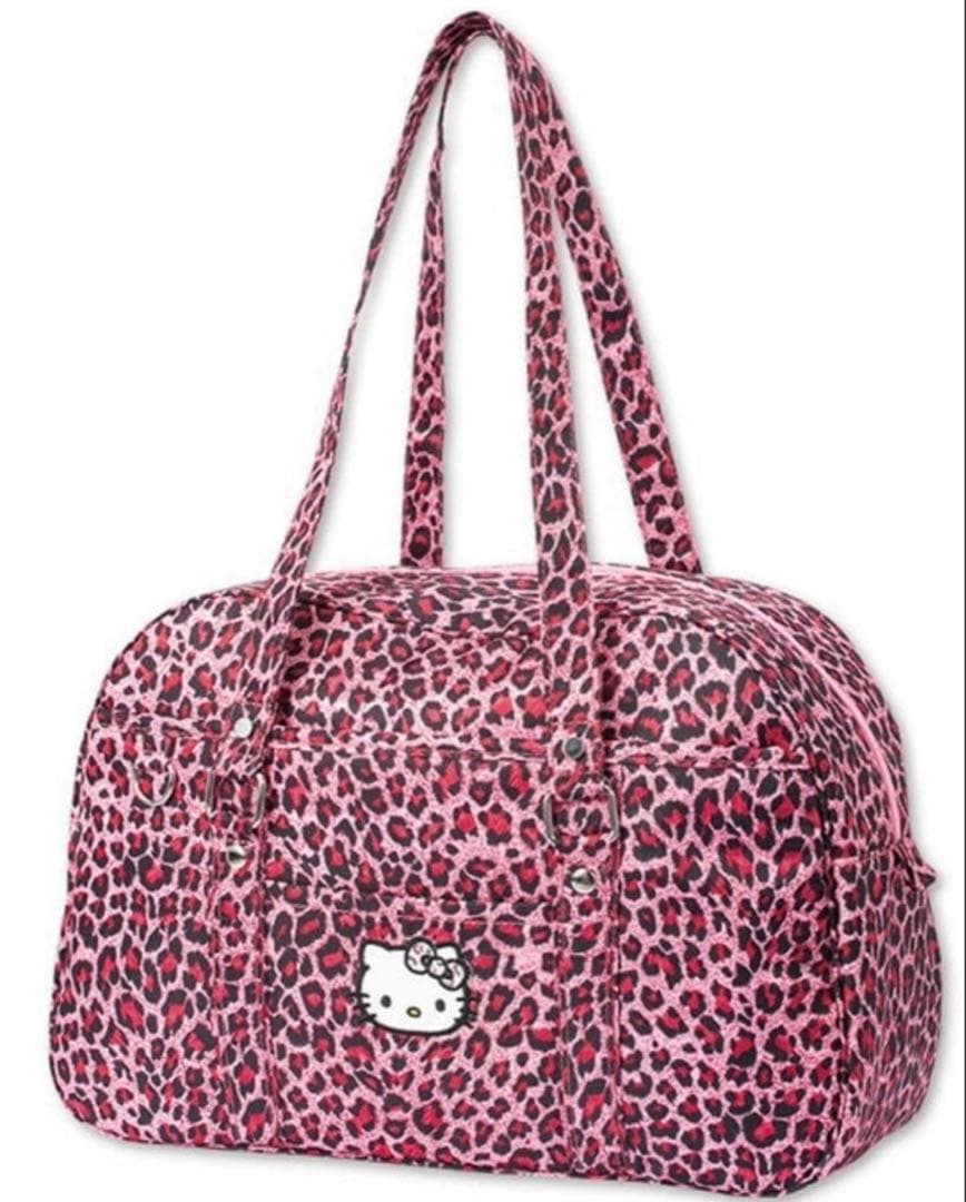 ハローキティ ボストンバッグ ヒョウ柄 ピンク アベイル ギャル ハローキティ ショルダー付き ボストンバッグ ピンク ヒョウ柄