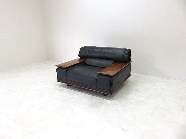 展示品 カリモク ビベンテ 本革1人掛けソファ 花梨材 ローズウッド