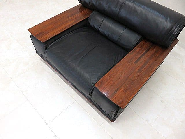 展示品 カリモク ビベンテ 本革1人掛けソファ 花梨材 ローズウッド