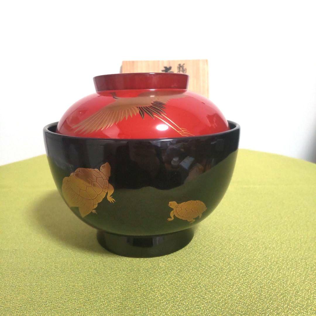 輪島塗 椀 五島屋謹製 うるし 天然木 煮物椀 椀 伝統工芸品 木箱付 鶴 亀 Amazon.co.jp: 輪島塗 五島屋謹製美術漆芸苑 椀 見事な 煮物椀 塗師