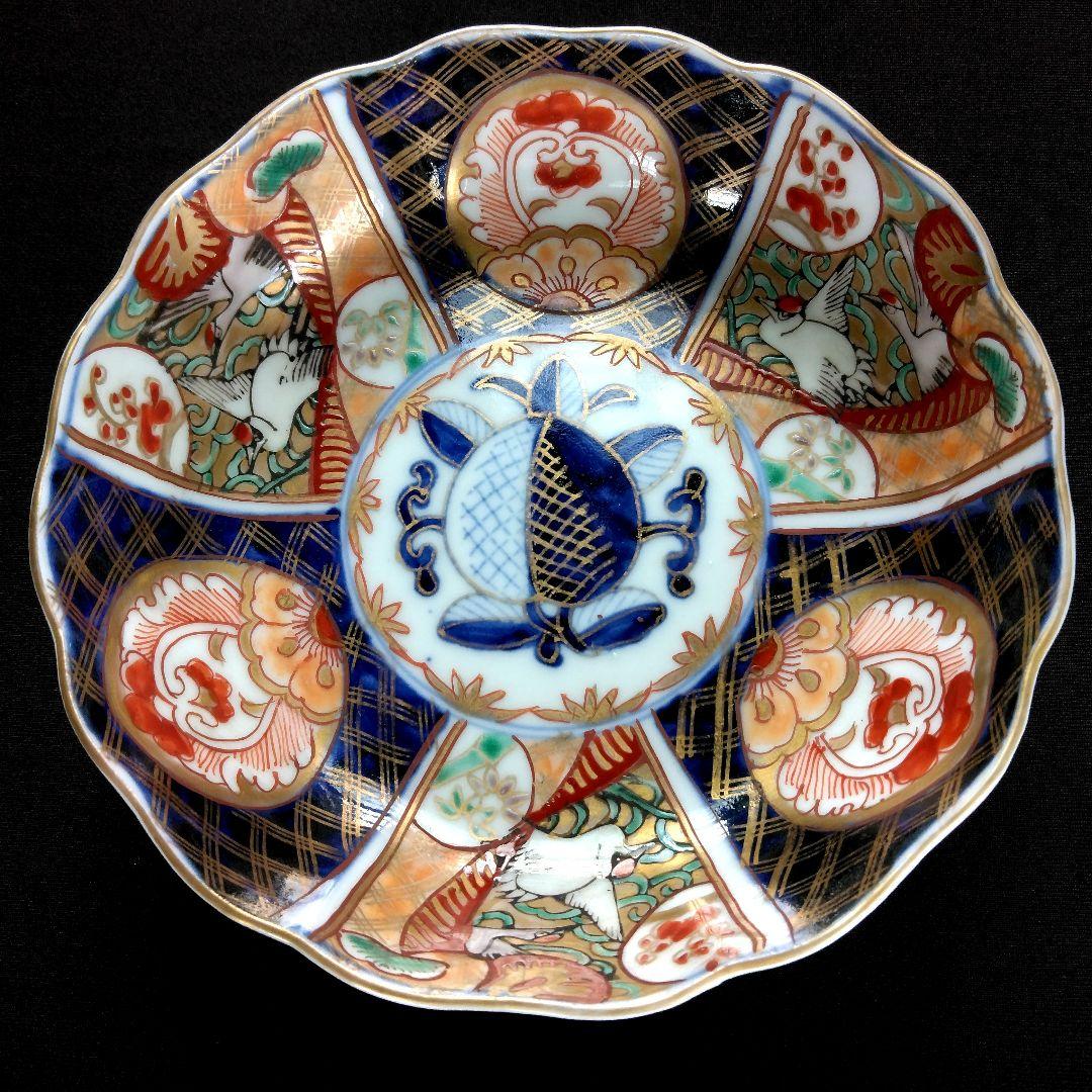 明治～大正 古伊万里 絢爛豪華 金襴手 二重角冨紋 膾皿 5