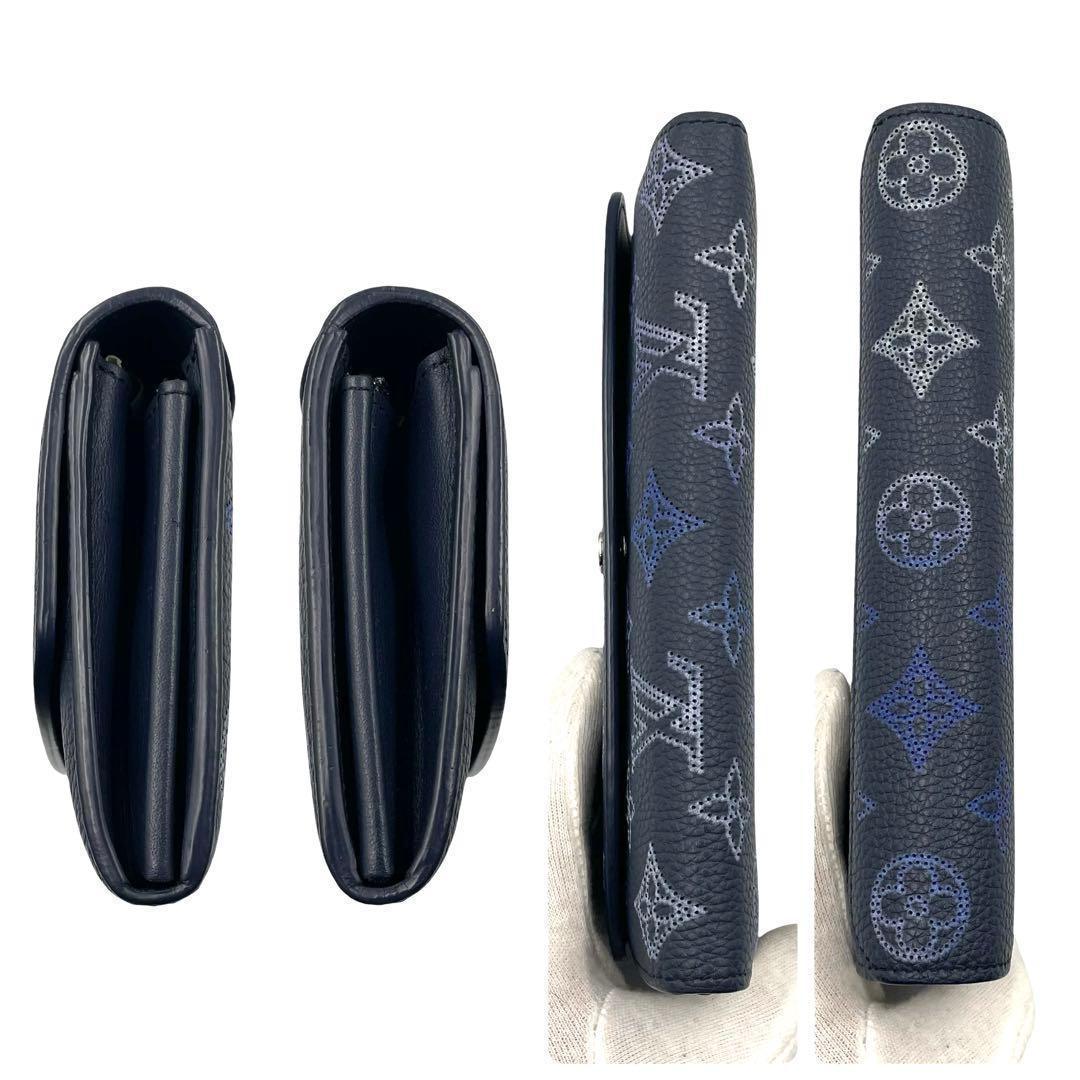 《超美品》 ルイヴィトン マヒナ フライトモード ポルトフォイユイリス ネイビー