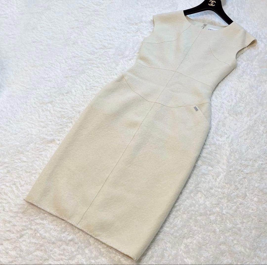 美品◇CHANEL◇ココマーク裏地 ワンピース アイボリー