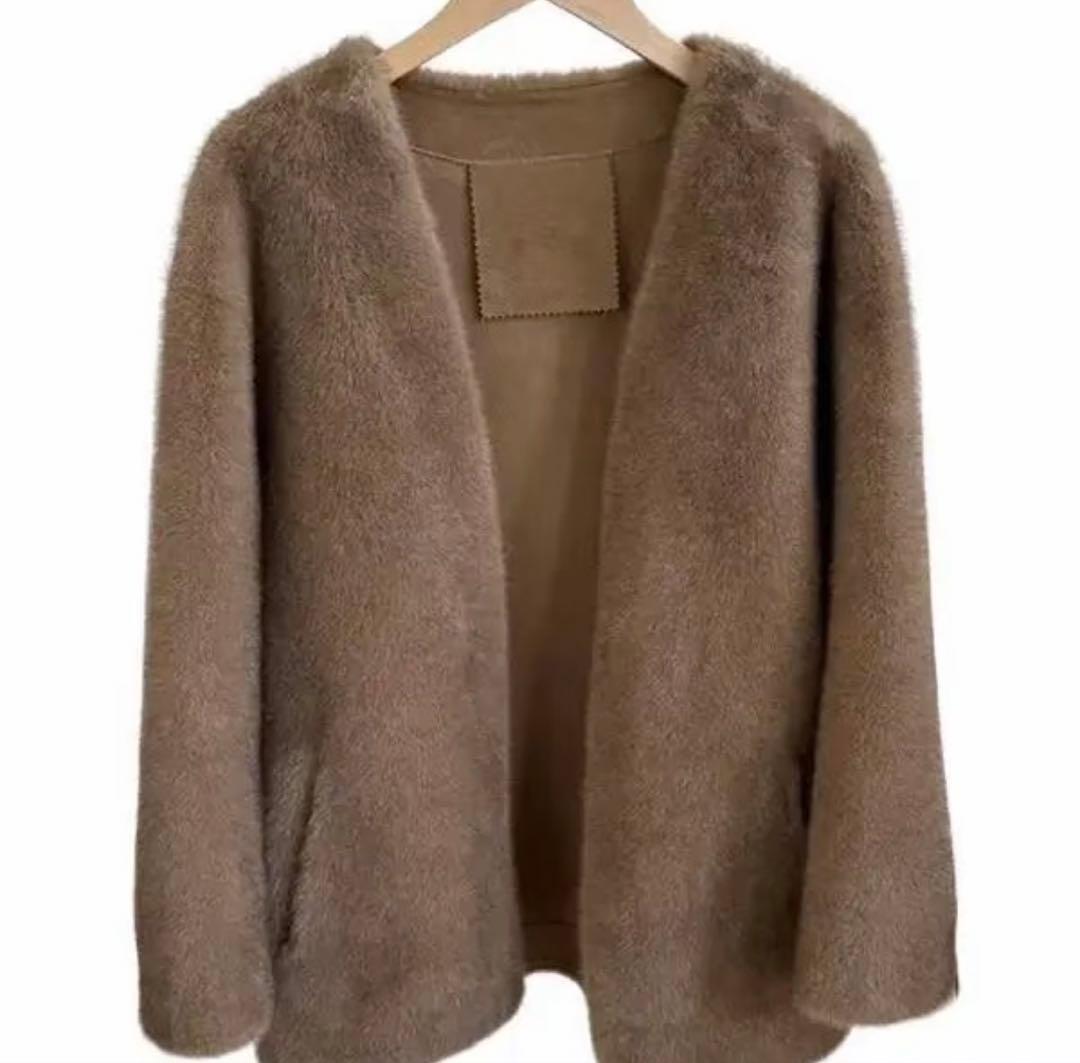 新品未使用 セブンフェアリー ファーコート コーヒー 新品未使用