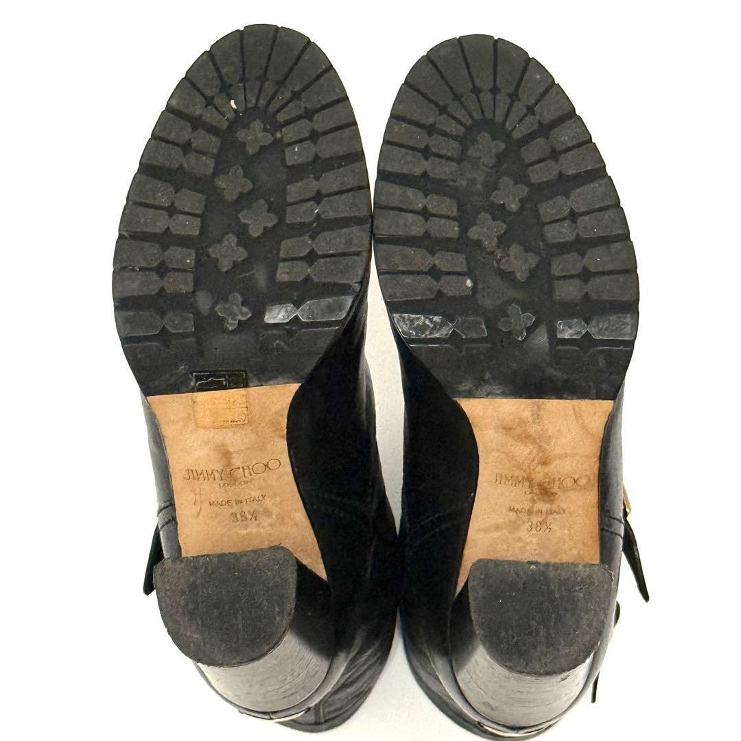 ジミーチュウ エンジニアブーツ サイズ38 1/2 サイドベルト ゴールド