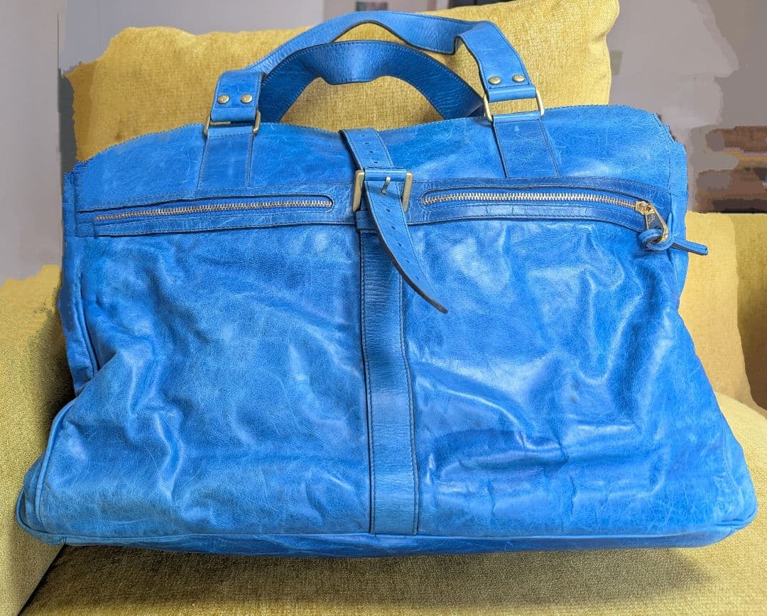 MULBERRY青いレザー ボストンバッグ 388085 - メルカリ