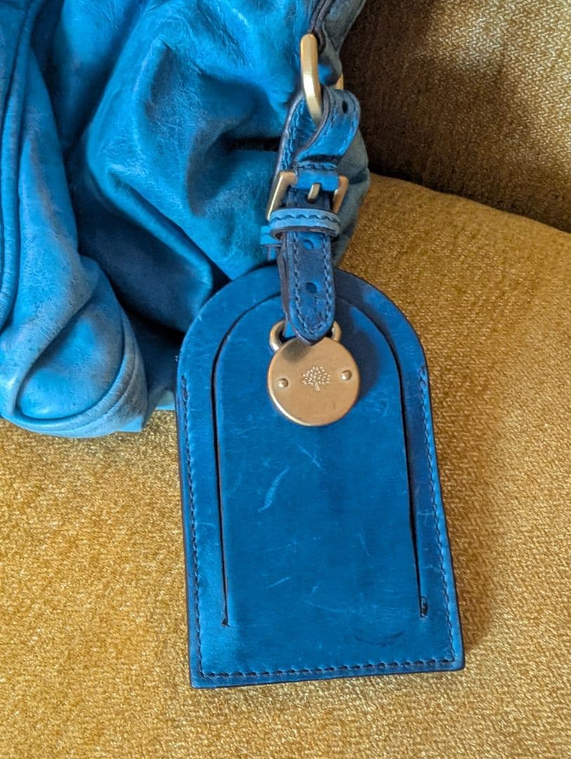 MULBERRY青いレザー ボストンバッグ 388085 - メルカリ