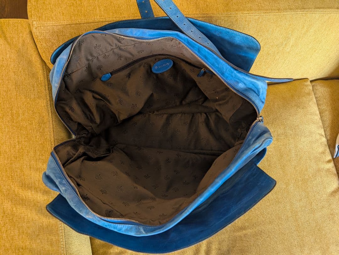 MULBERRY青いレザー ボストンバッグ 388085 - メルカリ