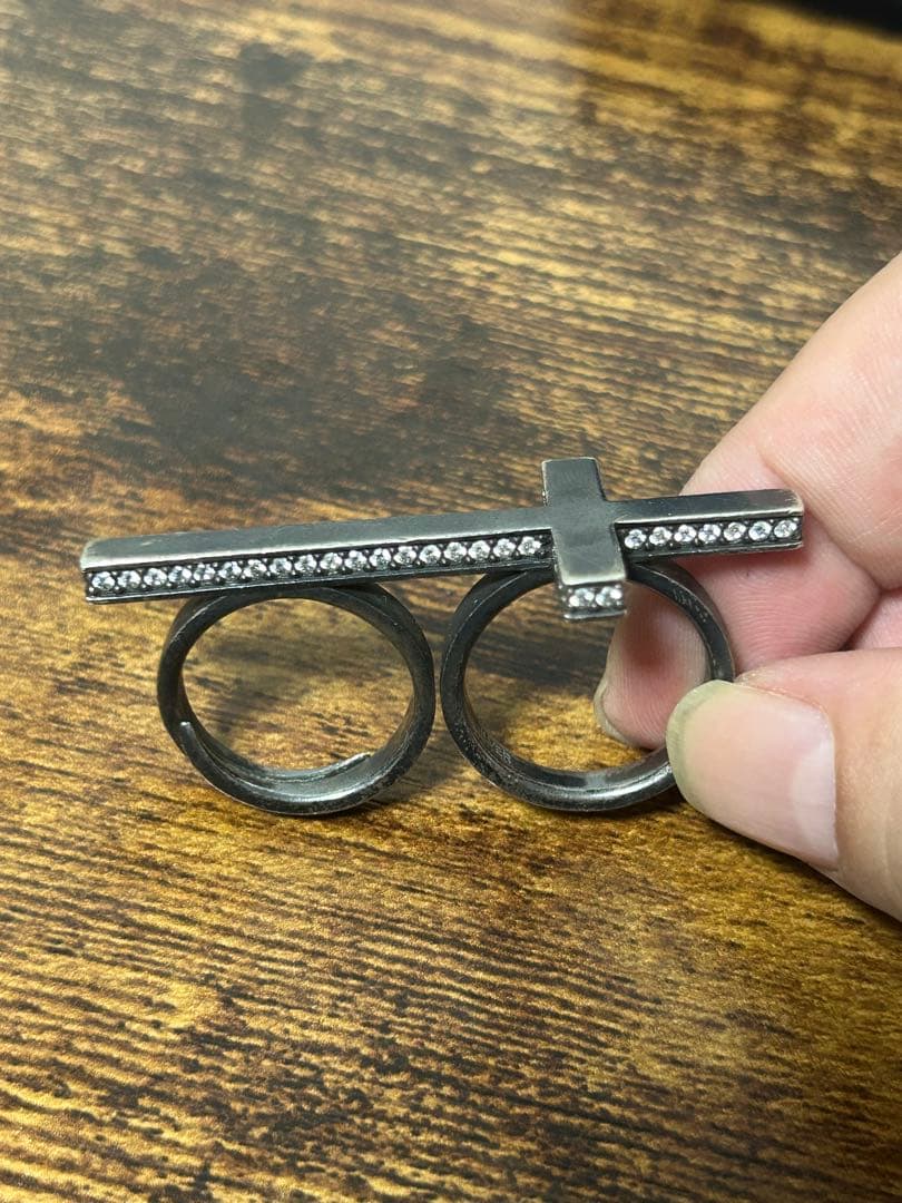 OZabstract クロス2連シルバーリング ジルコニア定価5.5万