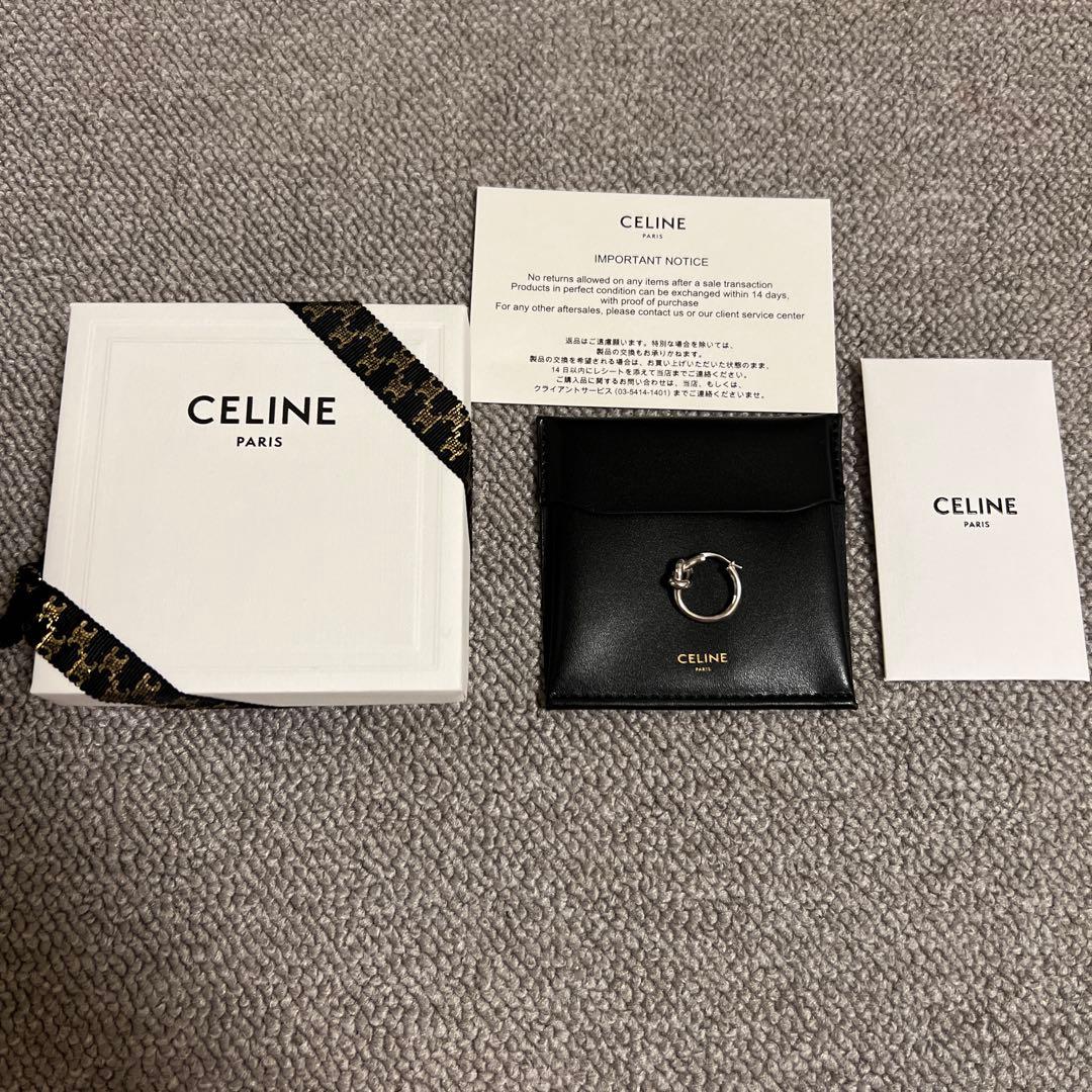 CELINE ノットスモールフープピアス シルバー 片耳（箱・説明書付き） ◇すぐ届く◇【CELINE】ノット スモールフープ ピアス Giftに
