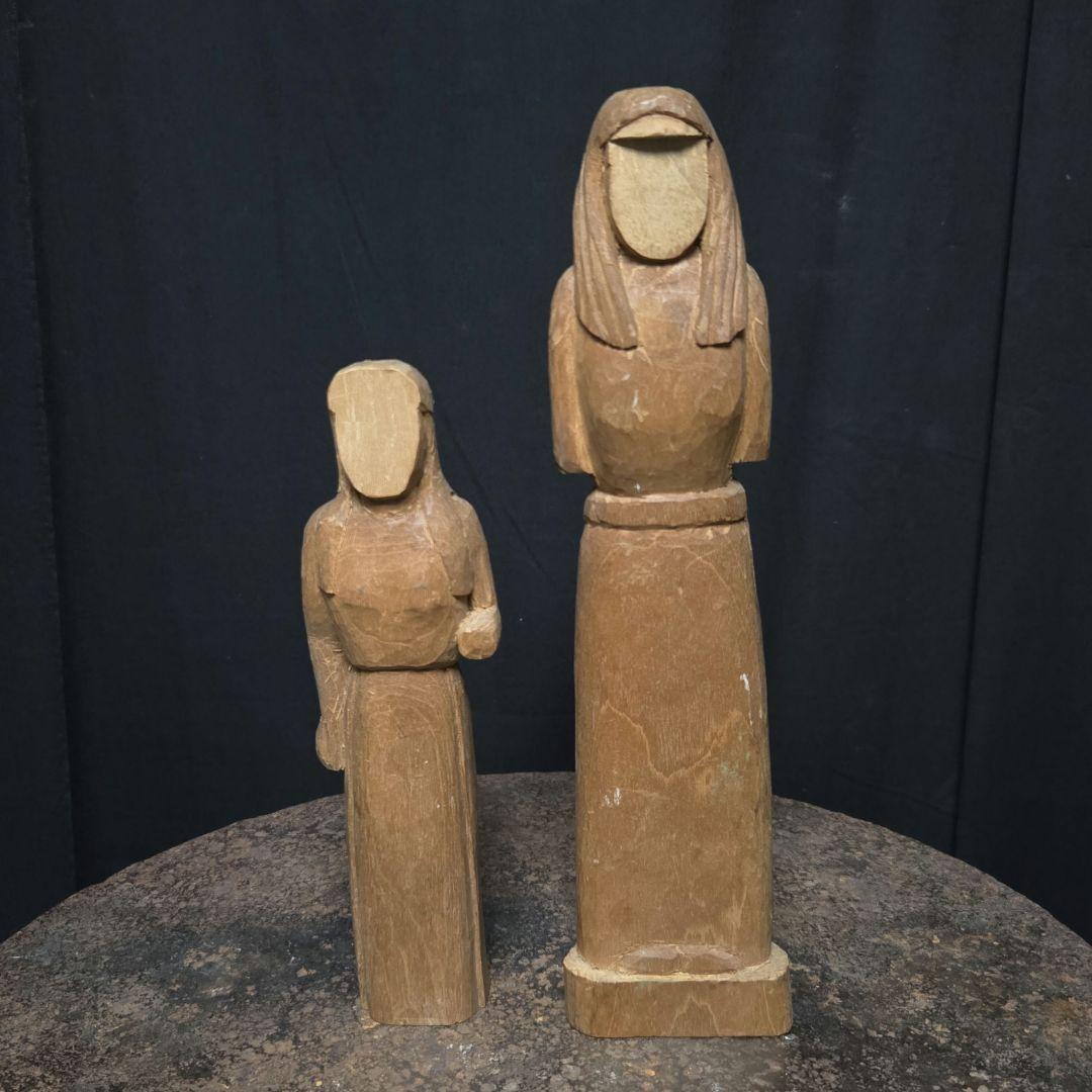 3点専用です！2体セット木製の女性像？オブジェ キリスト教系の雰囲気