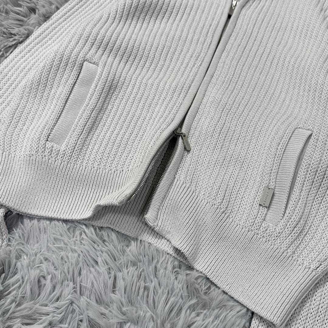 極美品✨フォクシー HoodieFanニットパーカー ダブルジップ アイス