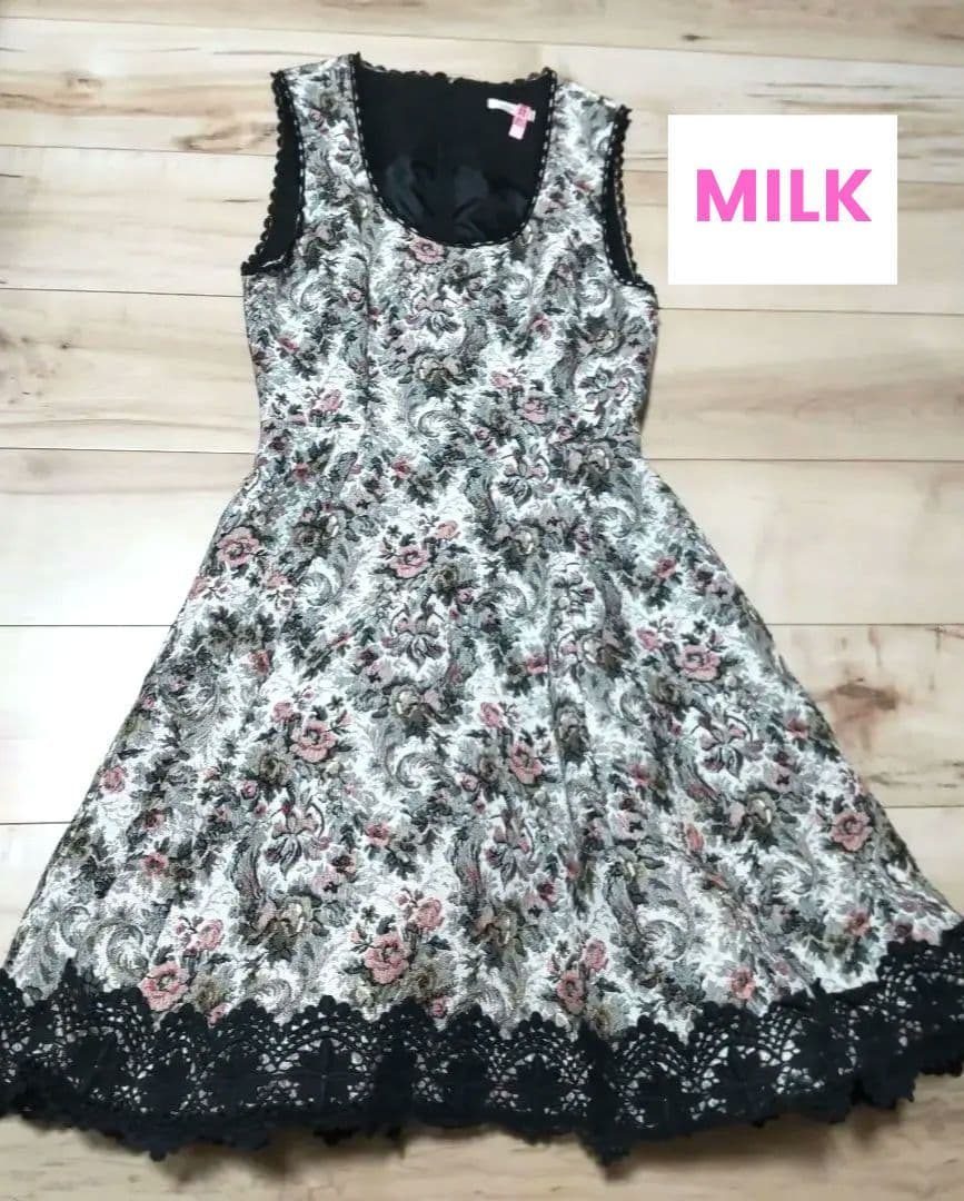 MILK 花柄ワンピース アンティーク ヴィンテージ ドレス MILK 花柄ワンピース アンティーク ヴィンテージ ドレス MILK 花柄