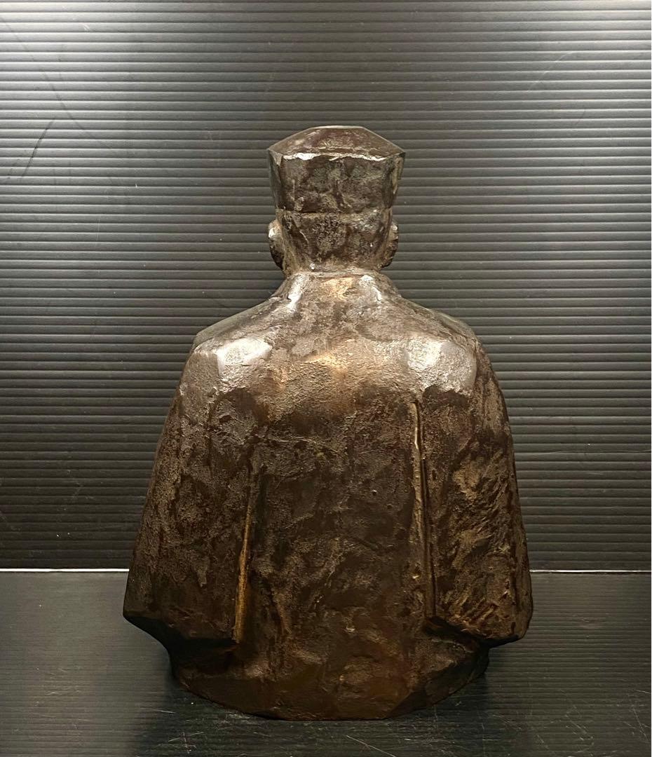 鋳銅 三枝惣太郎 千利休像 茶道 煎茶 22cm 3.9Kg