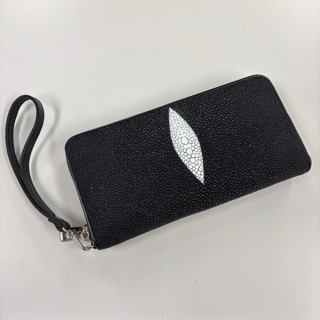 スティングレイ 長財布 ブラック ラウンドファスナー ストラップ対応