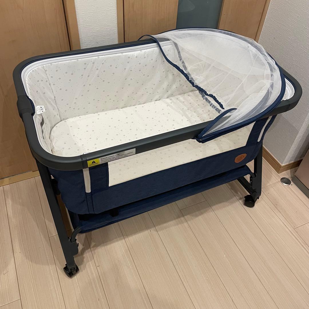 HZDMJ ベビーベッド ネイビー 折りたたみ 持ち運び - メルカリ