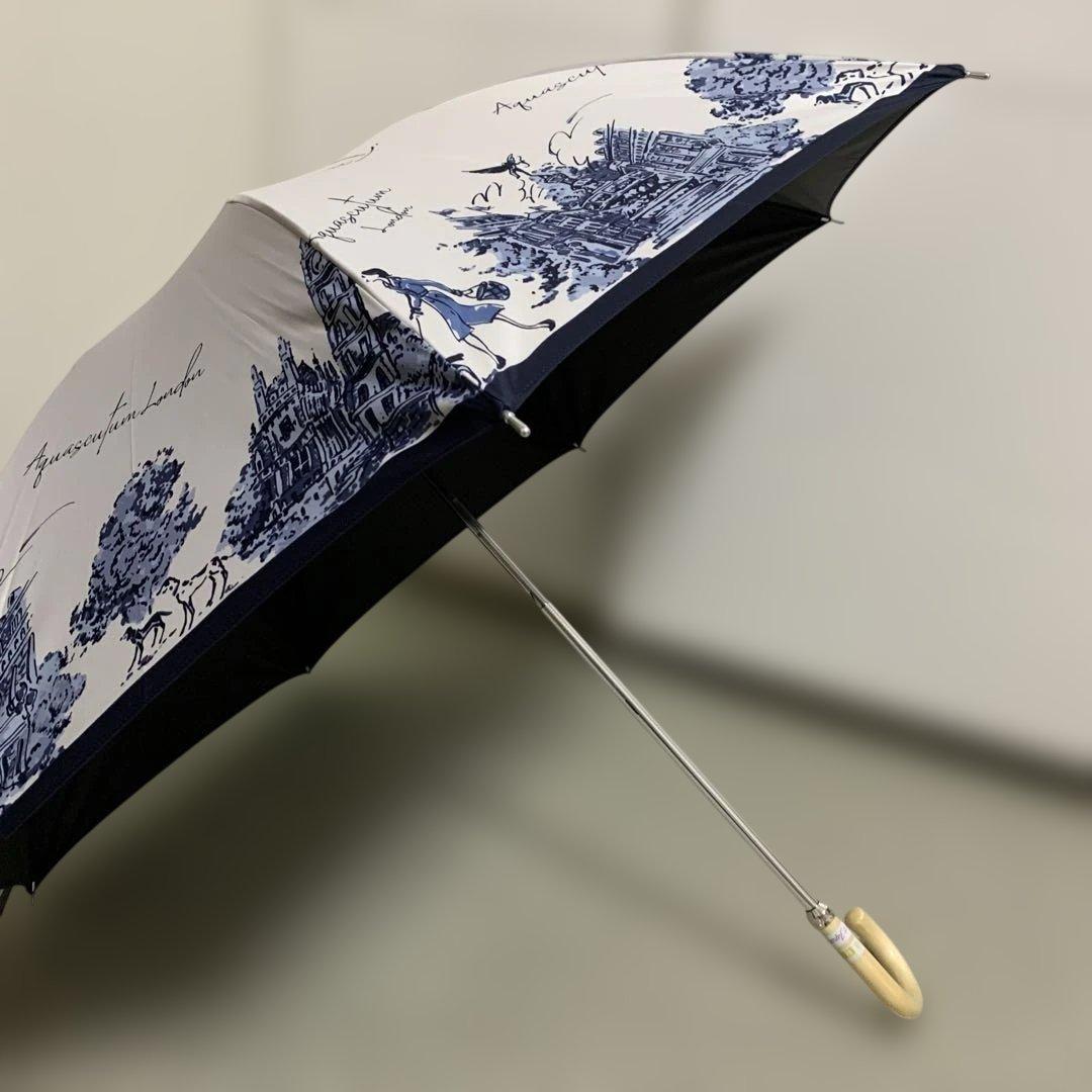 アクアスキュータム　　日本製　　日傘　傘　ブルー　サマーシールド Aquascutum（アクアスキュータム） 日傘 折りたたみ傘 メンズ 傘 東レ