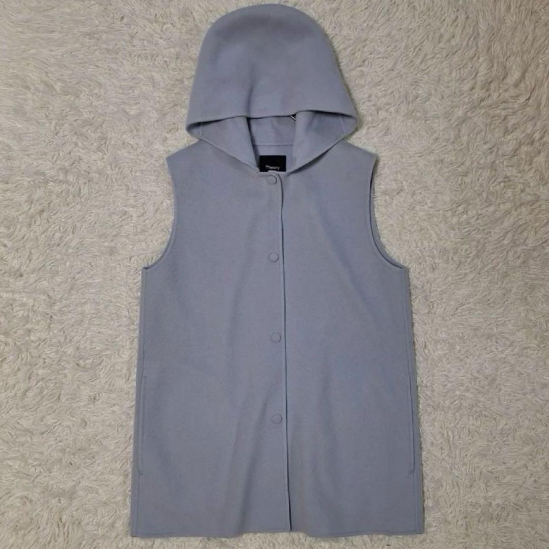 美品✨セオリー 2022AW 定価5.5万 リバーベスト ジレ フード ブルー