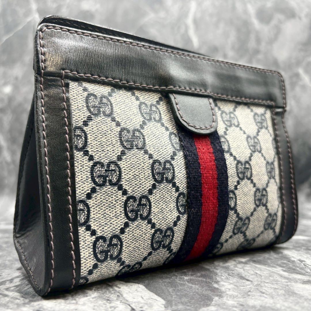 ✨美品✨GUCCI シェリーライン GG クラッチバッグ セカンド ネイビー