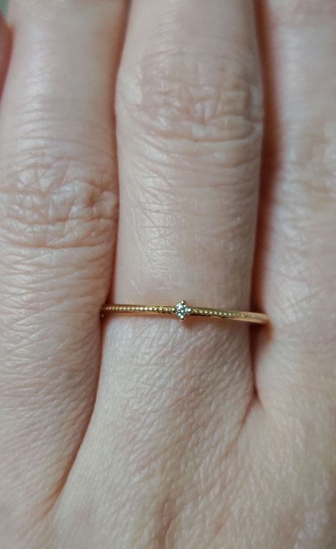 値下げ中！】ete K10 ミル打ち ダイヤモンド リング 15号 YG エテ