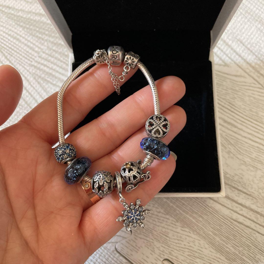 PANDORAパンドラ925シルバーブレスレット18cm 10つのチャーム - メルカリ