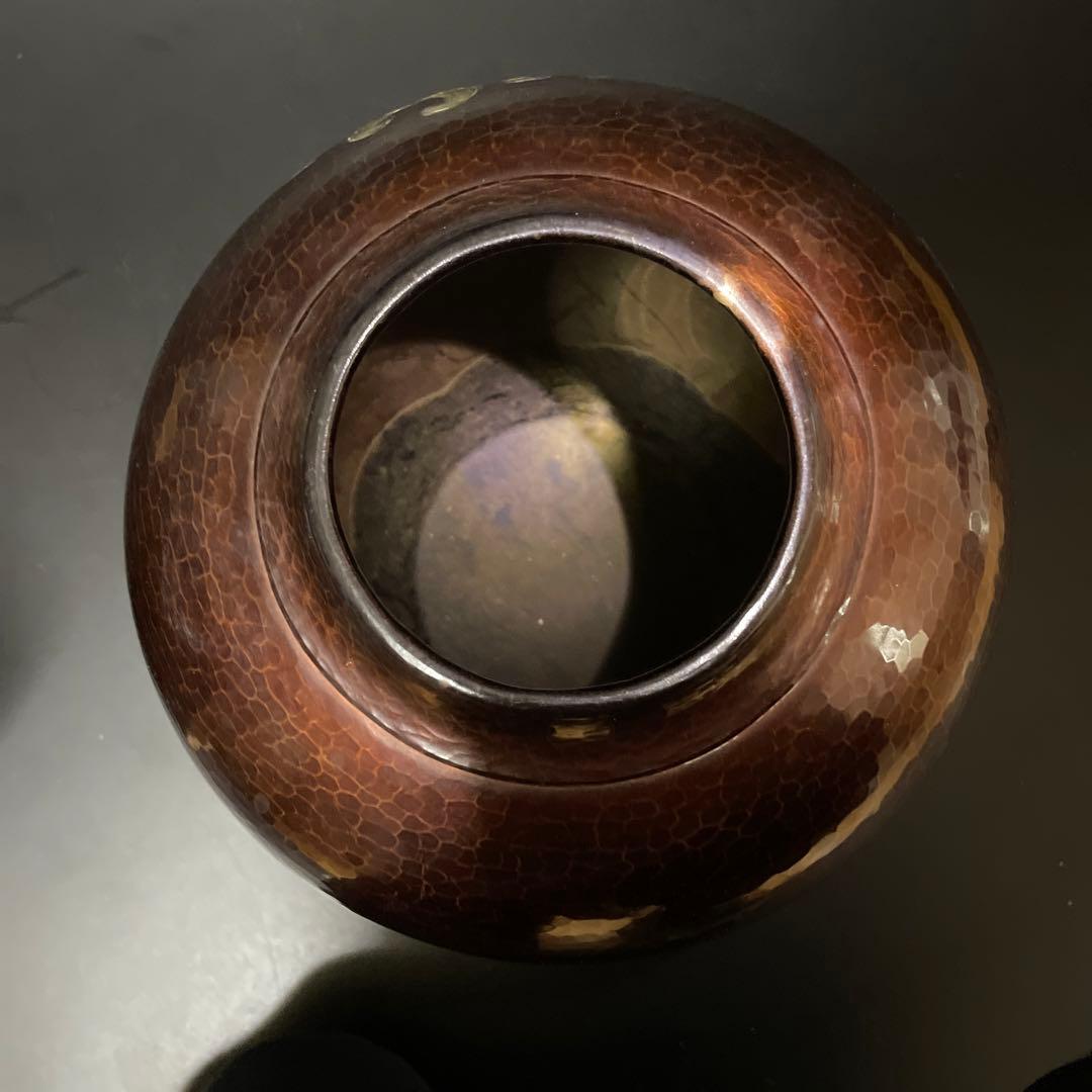 時代物 銅虫花瓶 打ち出し花瓶 在名あり