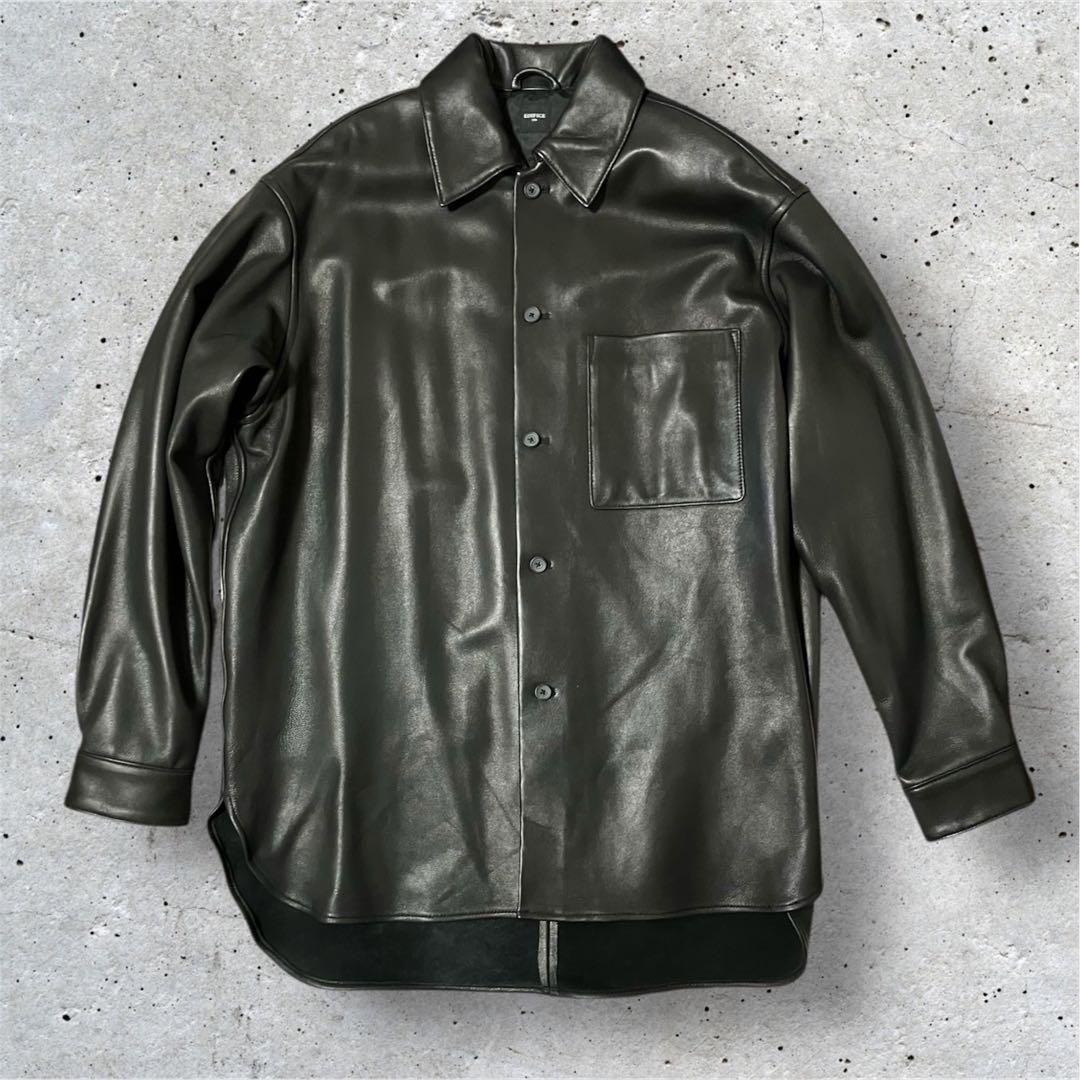 【EDIFICE】シープスキンレザー/シャツジャケット/Lサイズ ネイキッドラムレザー シャツ（レザージャケット）｜EDIFICE