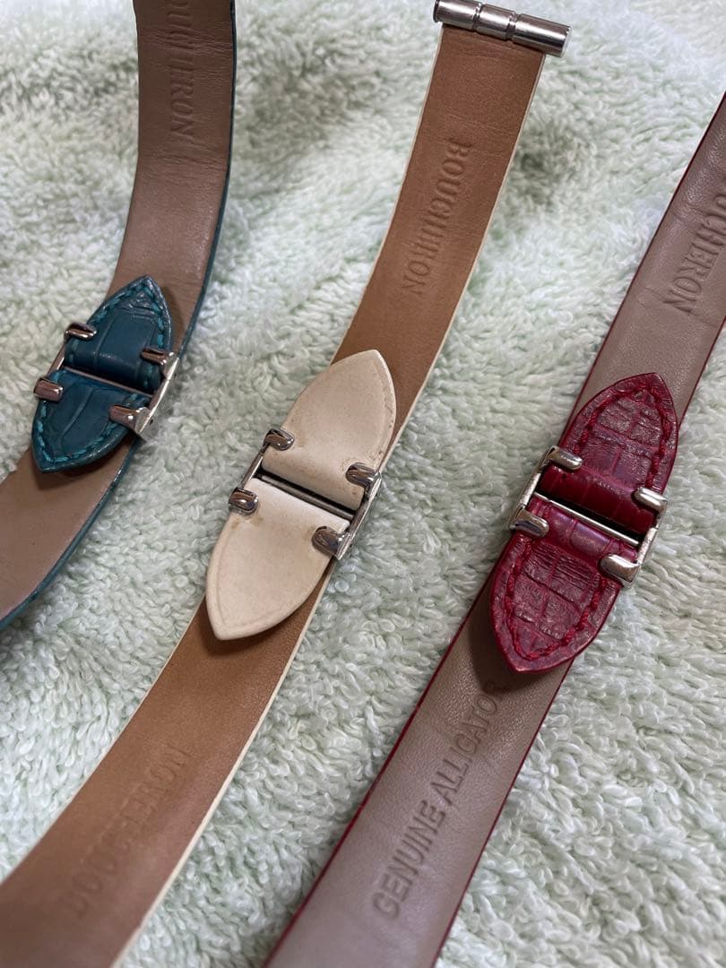 Boucheron リフレ レザーベルトセット クロコダイル型押し 3点セット