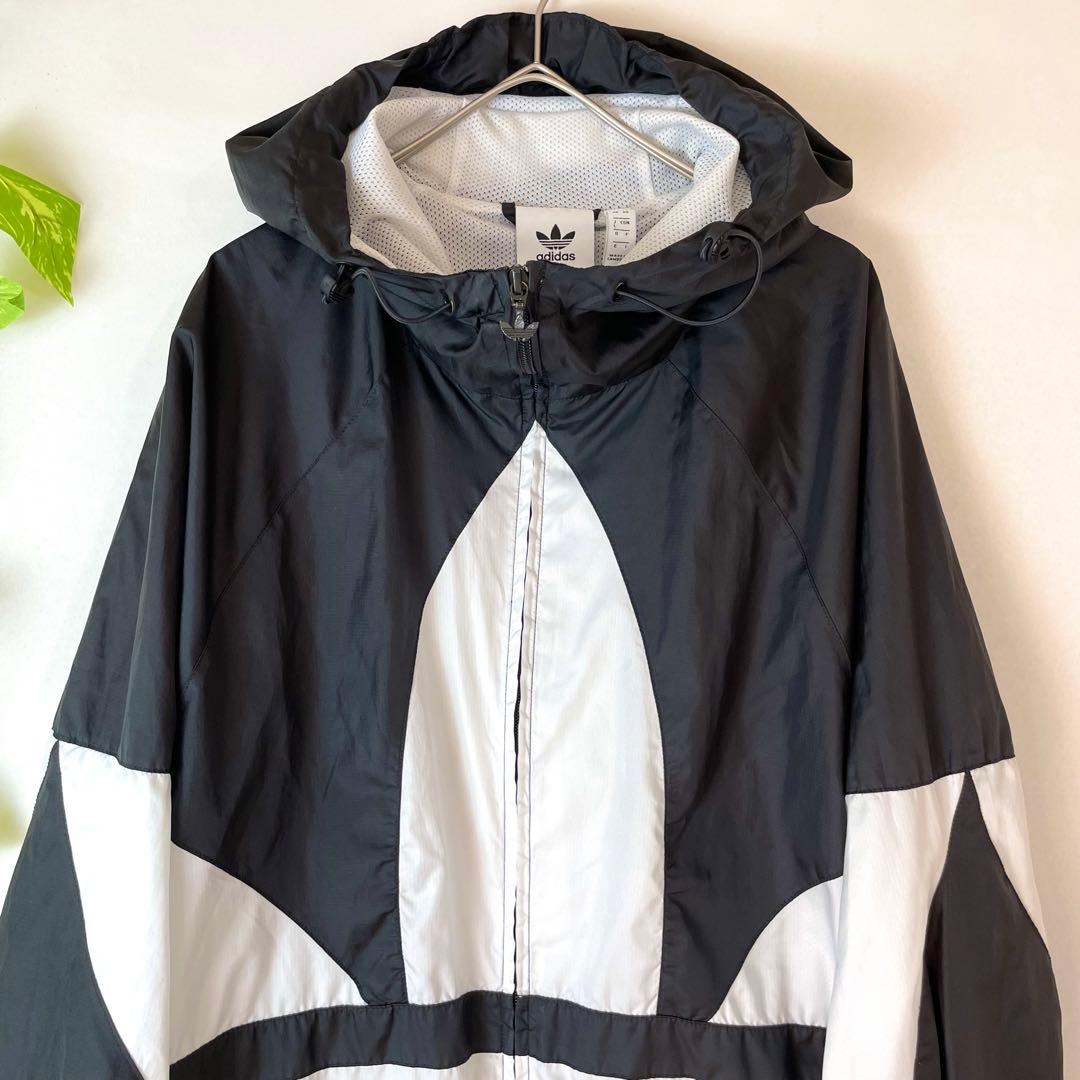 最高デザイン✨アディダス ビッグトレフォイル ナイロンジャージ 白黒