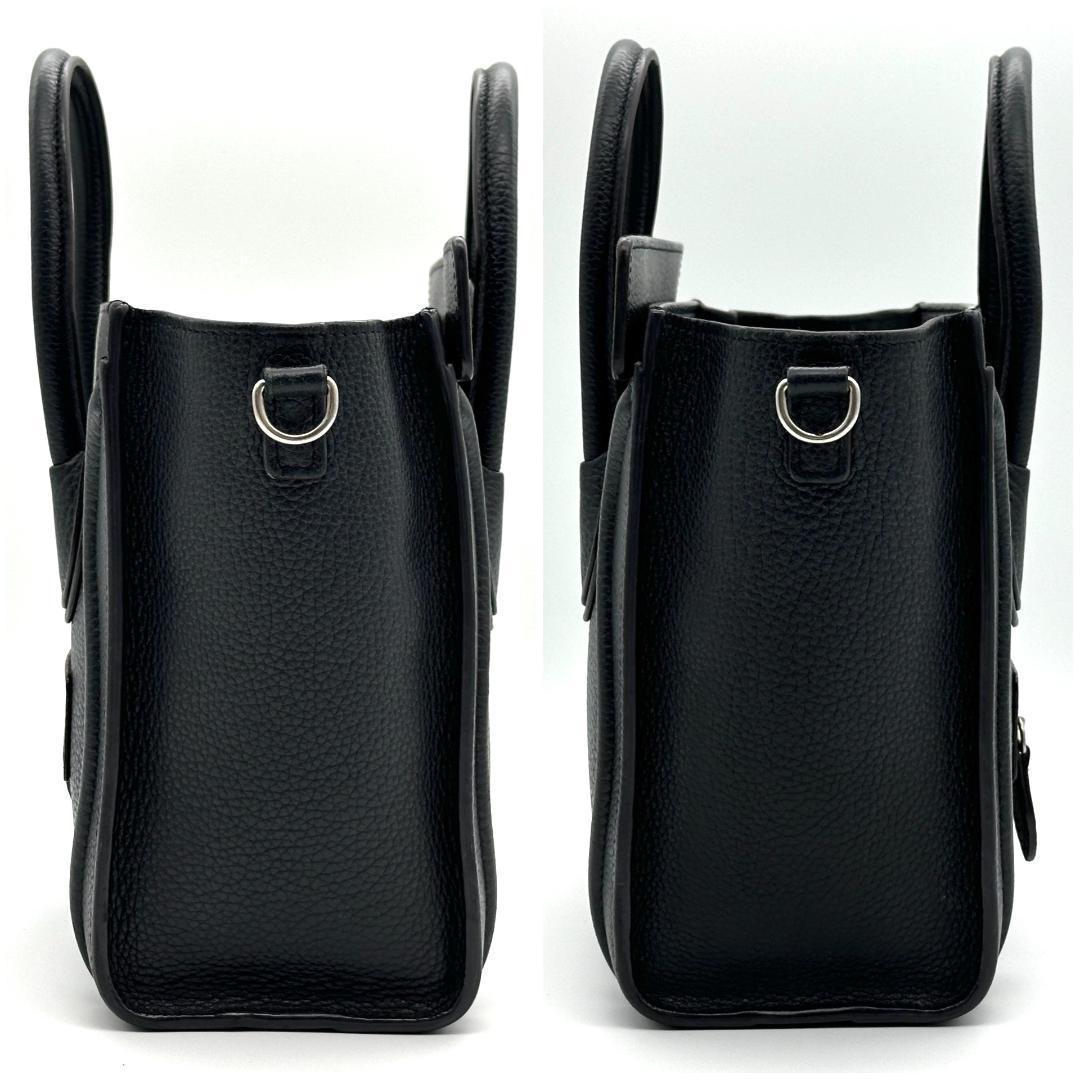 極美品】セリーヌ ラゲージ ナノショッパー 黒 ストラップ付き - メルカリ