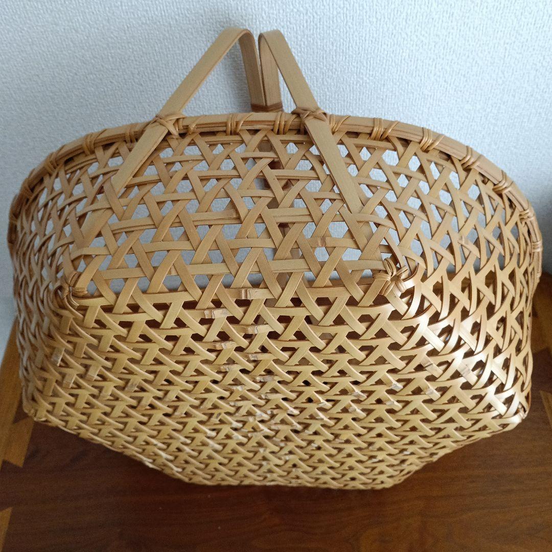 竹製籠 宮崎 作家物 竹細工 バスケット 大きめかご 天然素材 亀甲 クラフト