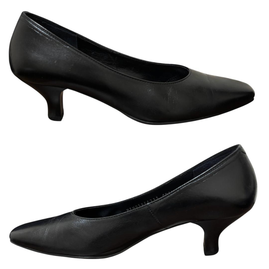 ワコール サクセスウォーク スクエアトゥ パンプス レザー ブラック