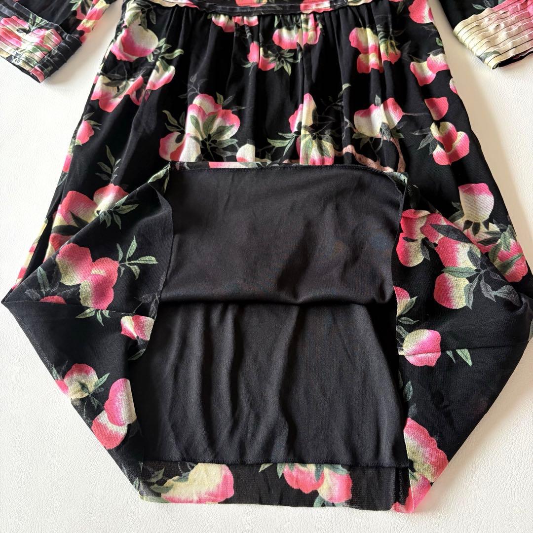 □美品ヴィヴィアンタムパワーネットVネック花柄ワンピース着物風