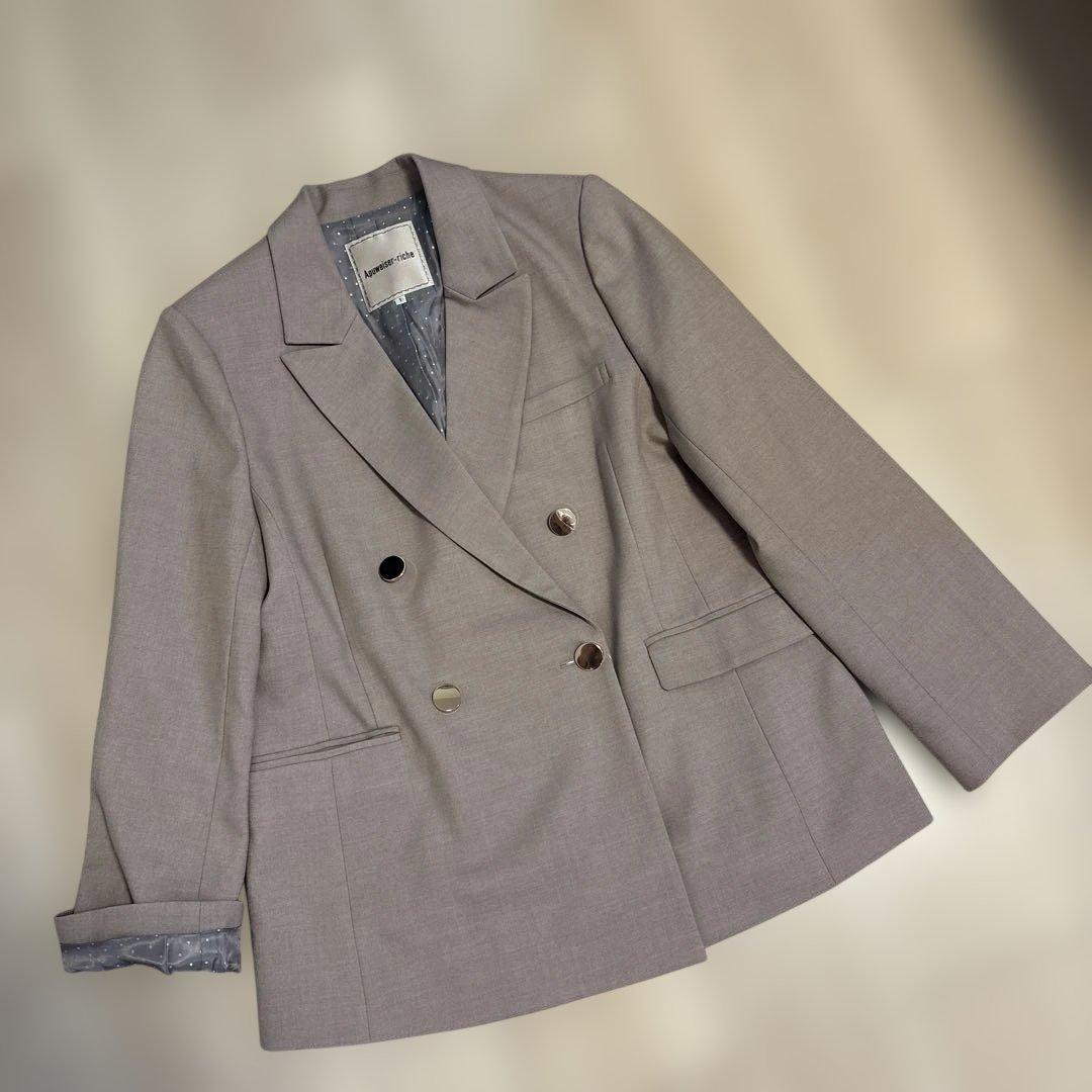 アプワイザーリッシェ ピン付きテーラードジャケット ベージュグレー