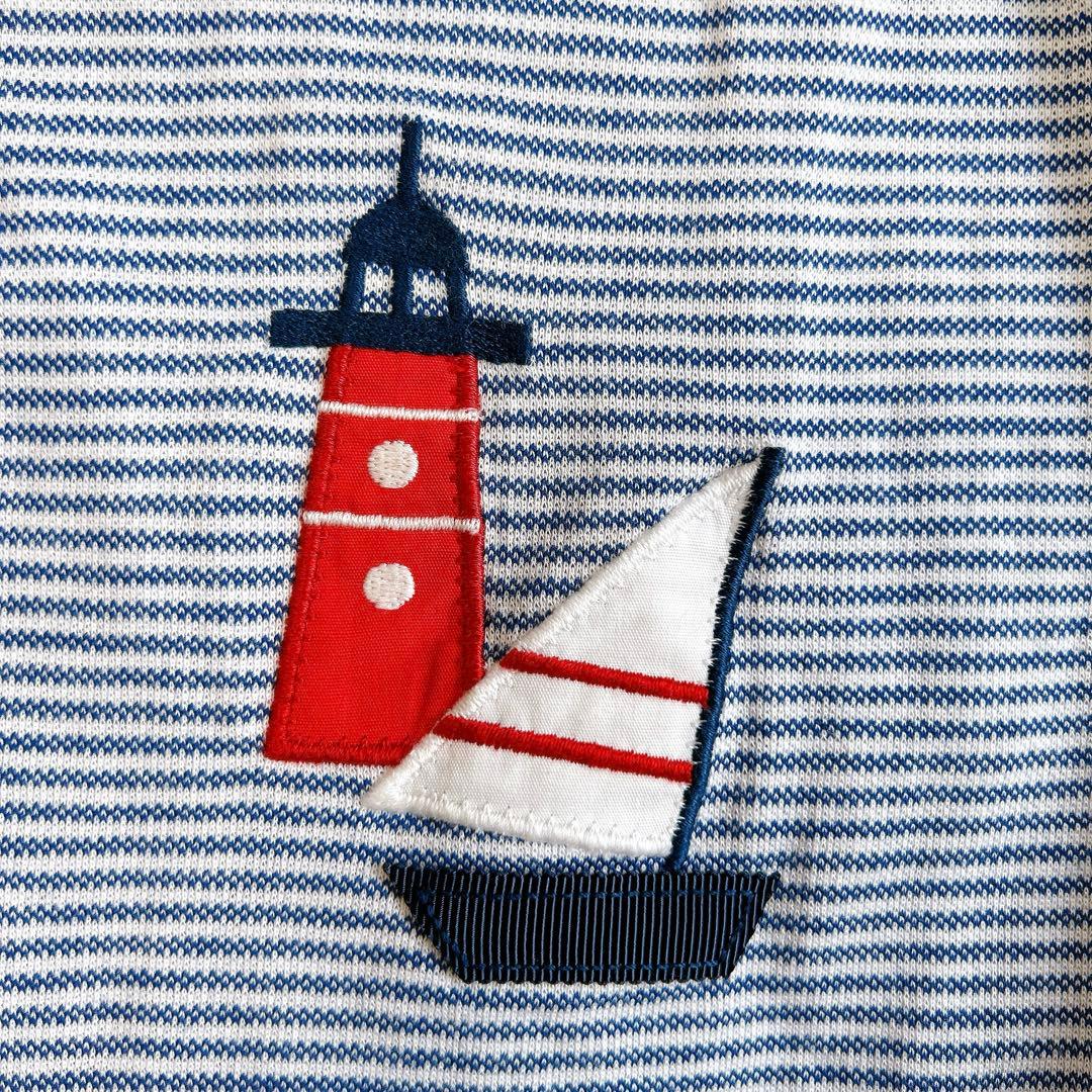 美品 familiar ファミリア 半袖マリンワンピース ブルー ボーダー110