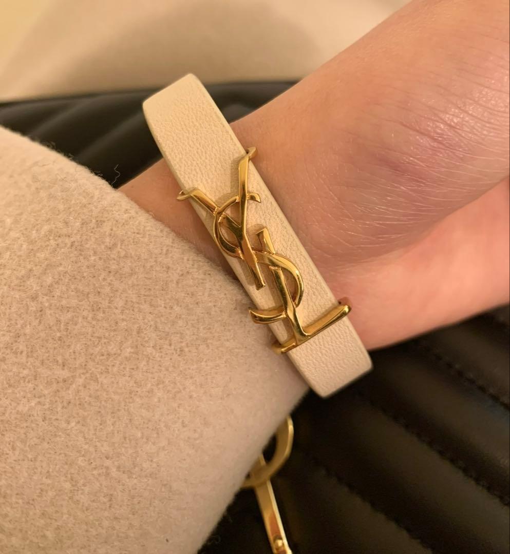 美品サンローランYSL SAINT LAURENTレザーブレスレットアクセサリー
