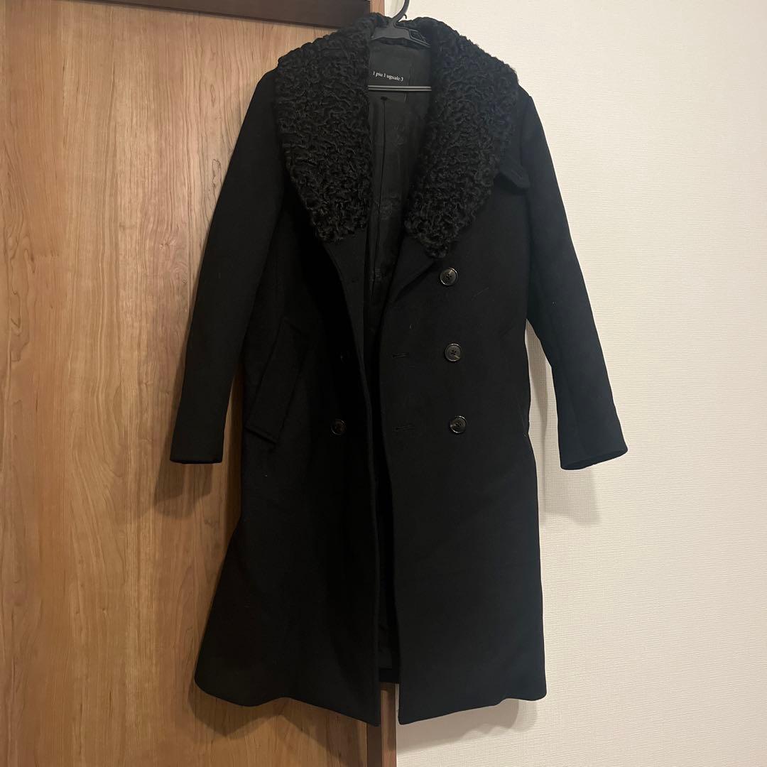 1 piu 1 uguale 3 ブラック チェスターコート 1PIU1UGUALE3 RELAX - ダブルブレストボアロングコート / ブラック | BRYAN