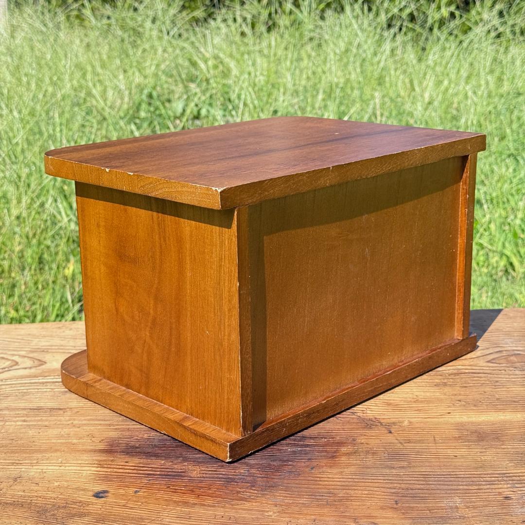 ビンテージ 蛇腹シャッター ウッドボックス 卓上小物入れ