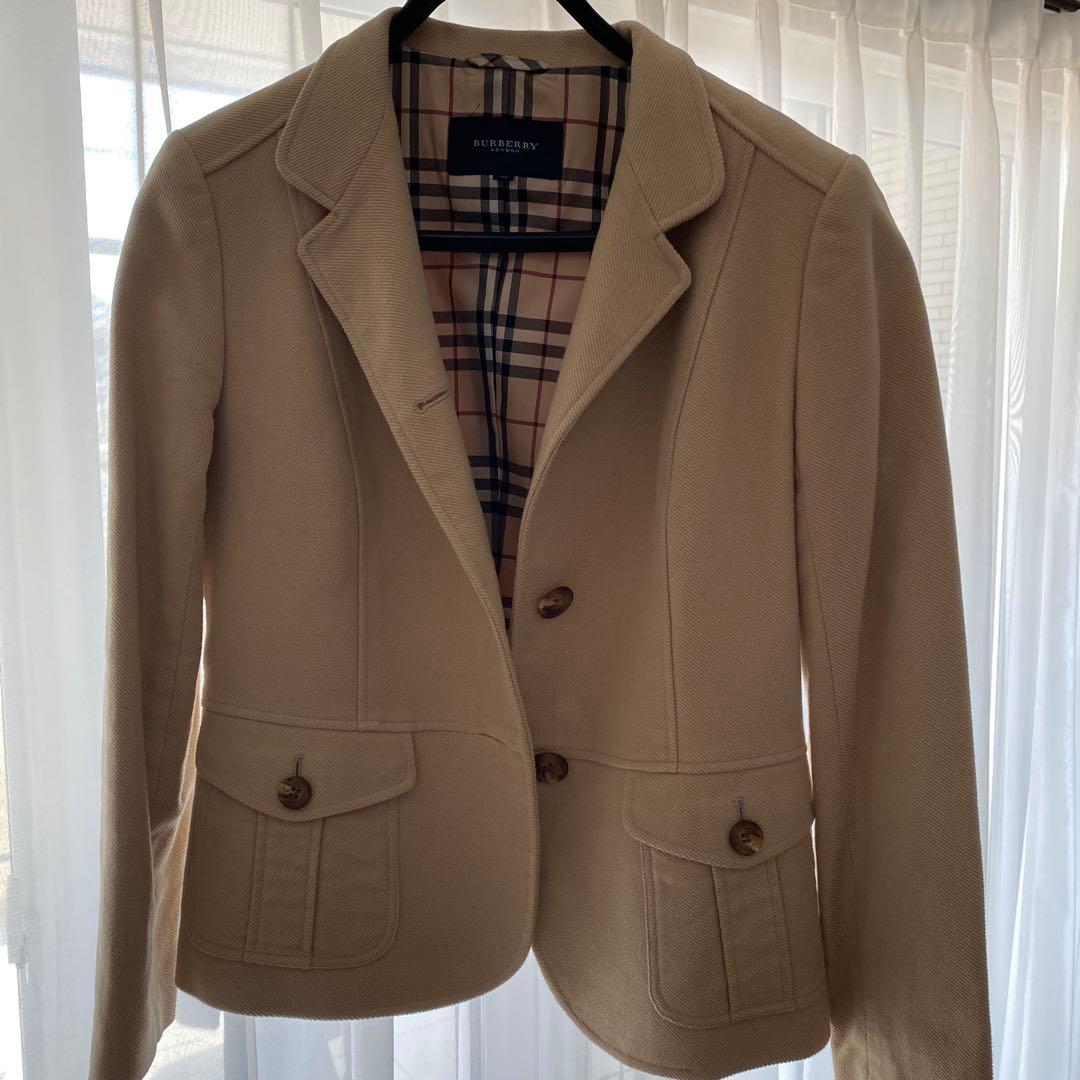バーバリーテーラードジャケット ベージュ チェック柄 - メルカリ