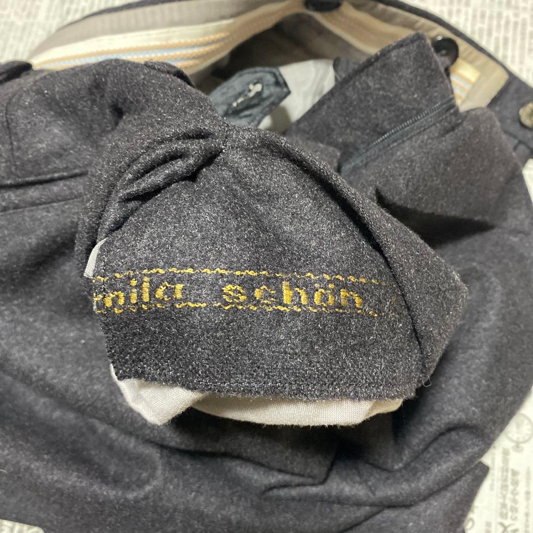 ミラショーン 超肉厚 フラノカシミヤ100% チャコールグレー ダブル