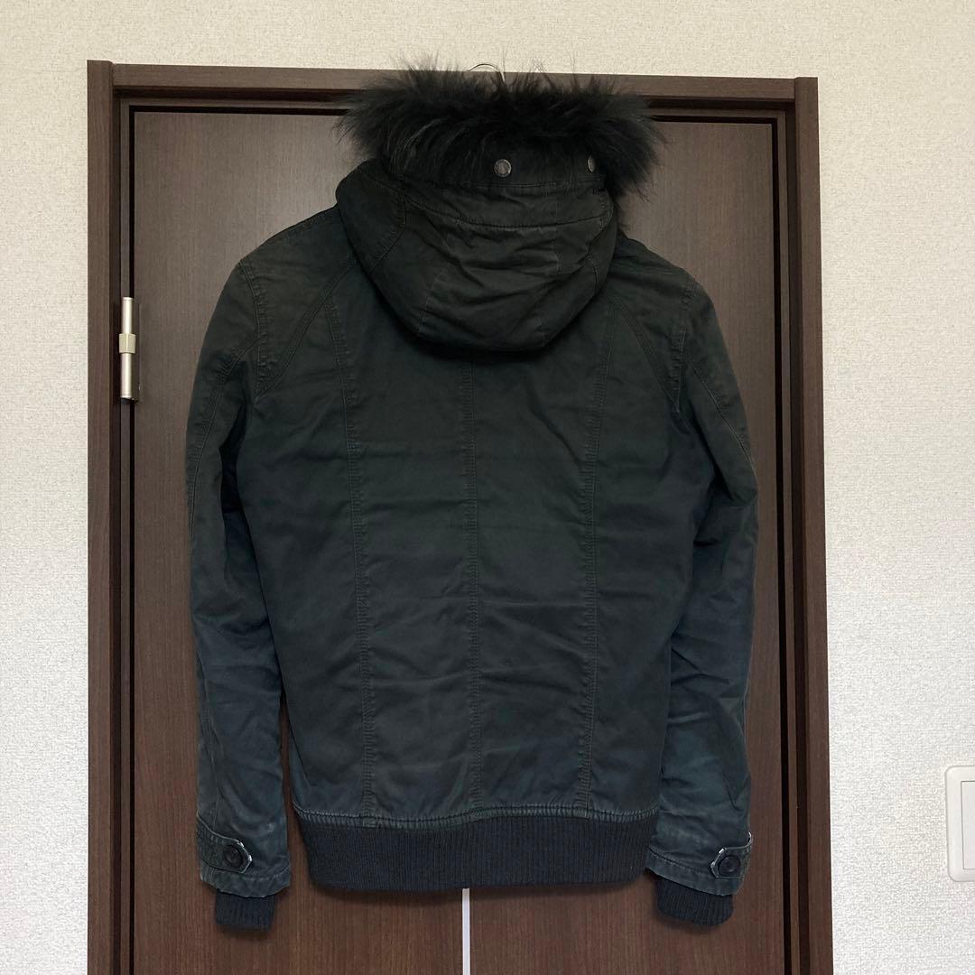 バーバリー ブラックレーベル ミリタリー 中綿ファージャケット 黒 M