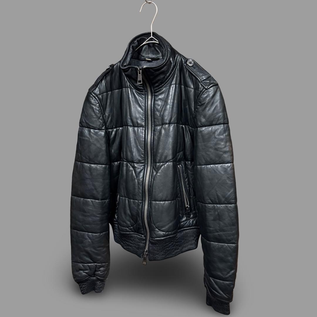 ジャケット・アウター Rare Archive BURBERRY BRIT Leather JKT Burberry Brit Quilted Leather Jacket Moto Biker Peplum Padded