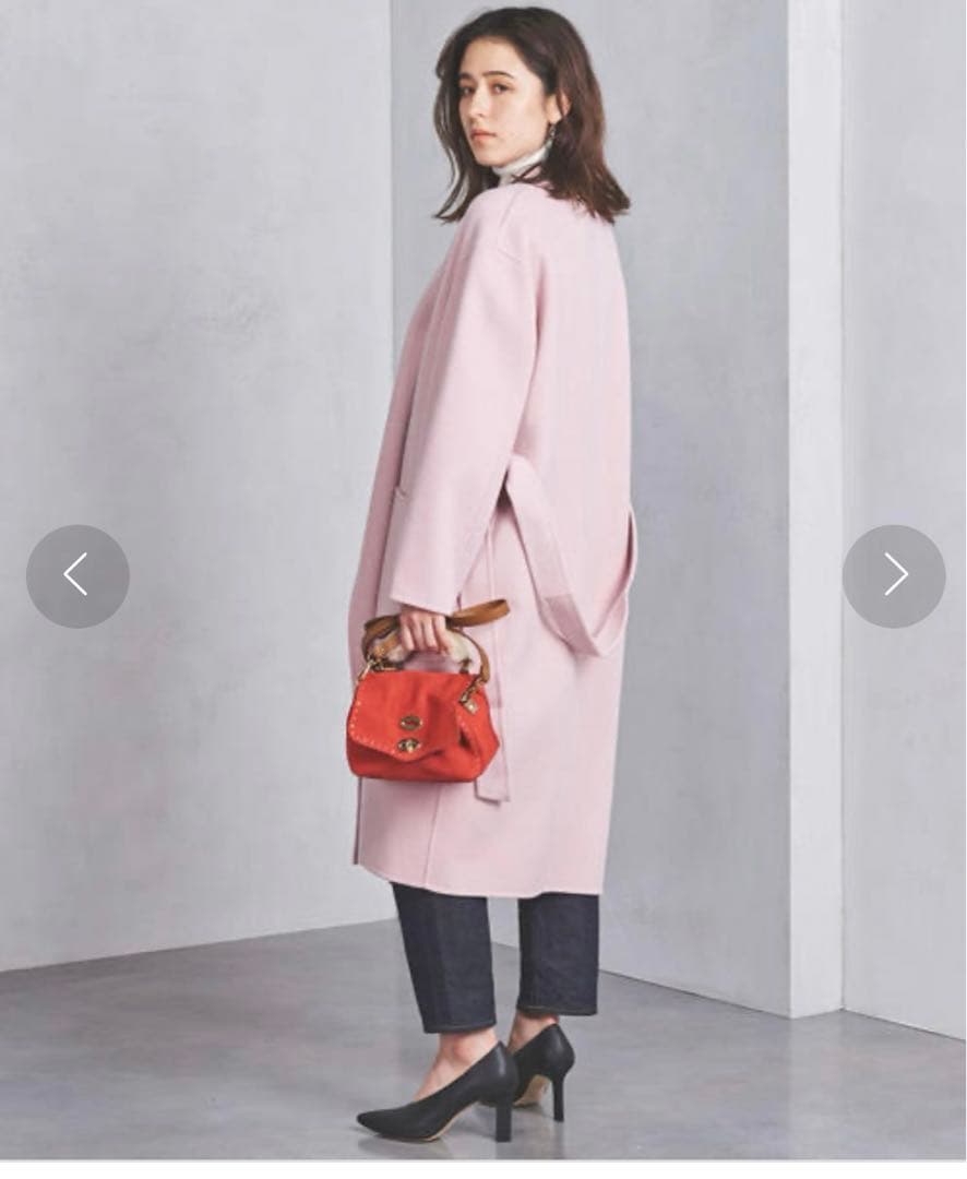 ユナイテッドアローズ リバー ノーカラーコート ピンク - メルカリ