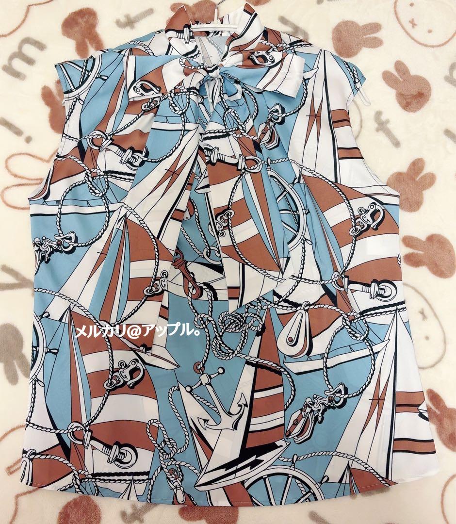 新品タグ有☆最終値下げ☆ルルウィルビー マリーナプリント ブラウス