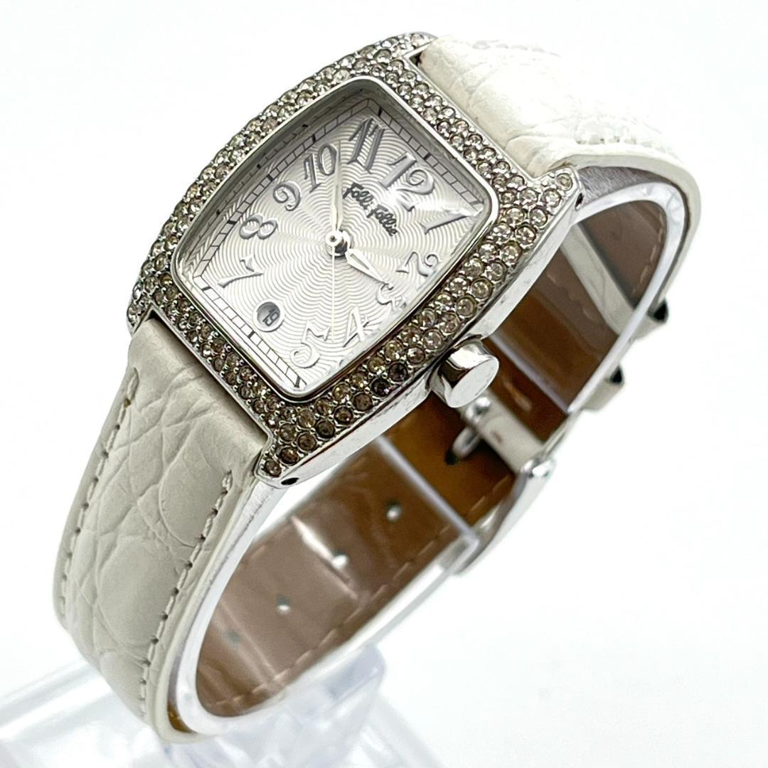 良品 フォリフォリ 腕時計 ビジュー ストーン 電池交換済 アナログ