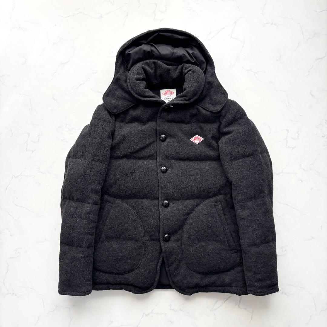 ダントン ビームス別注 ウールモッサ ダウンジャケット くるみ 黒