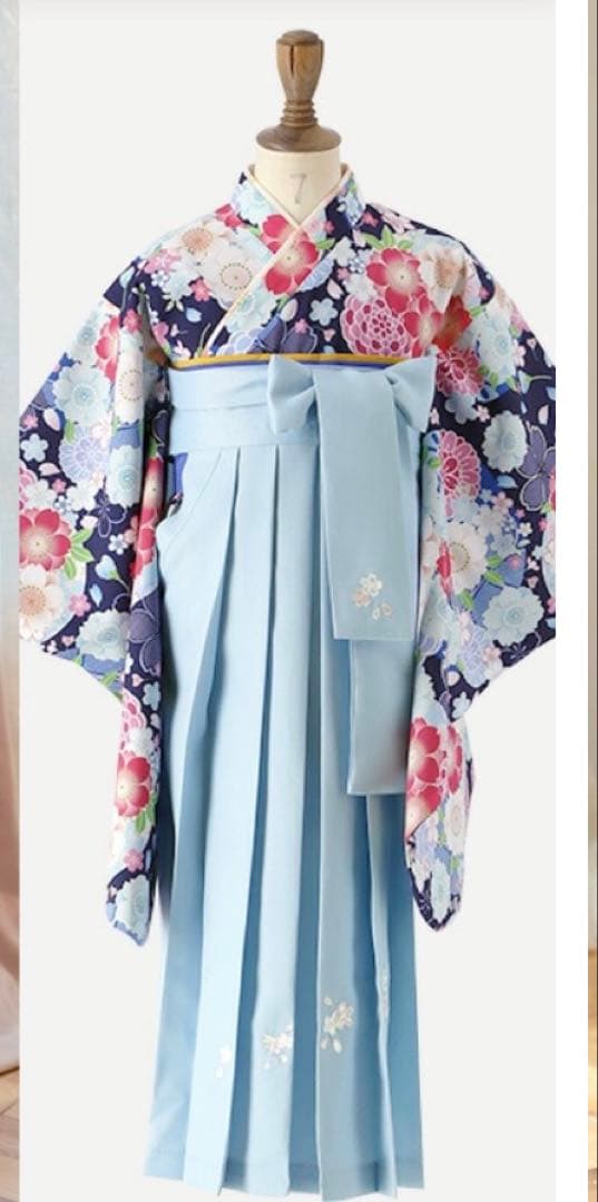 キャサリンコテージ 袴 140 小学生 卒業式 簡単着付けセット ブルー系